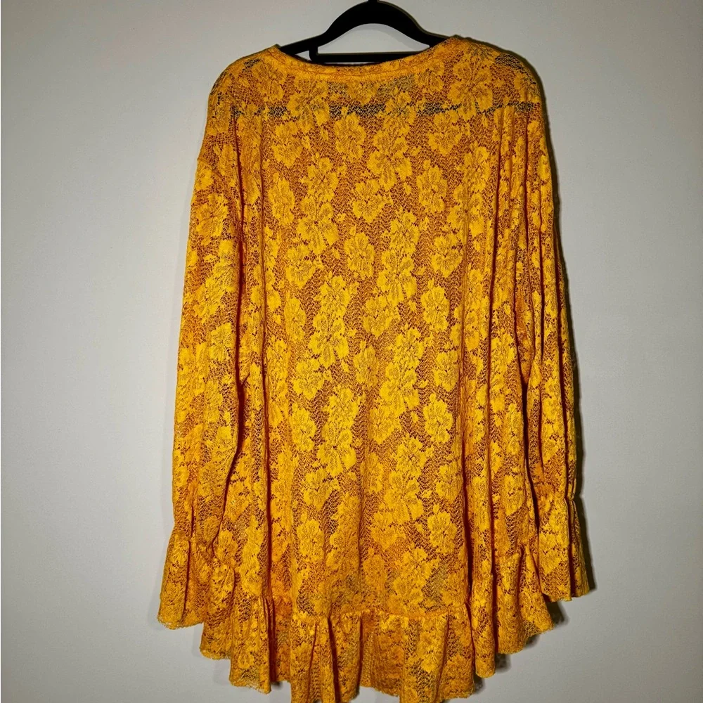ZARA Ruffled Lace Oversized Blouse Top - Picture 3 of 4